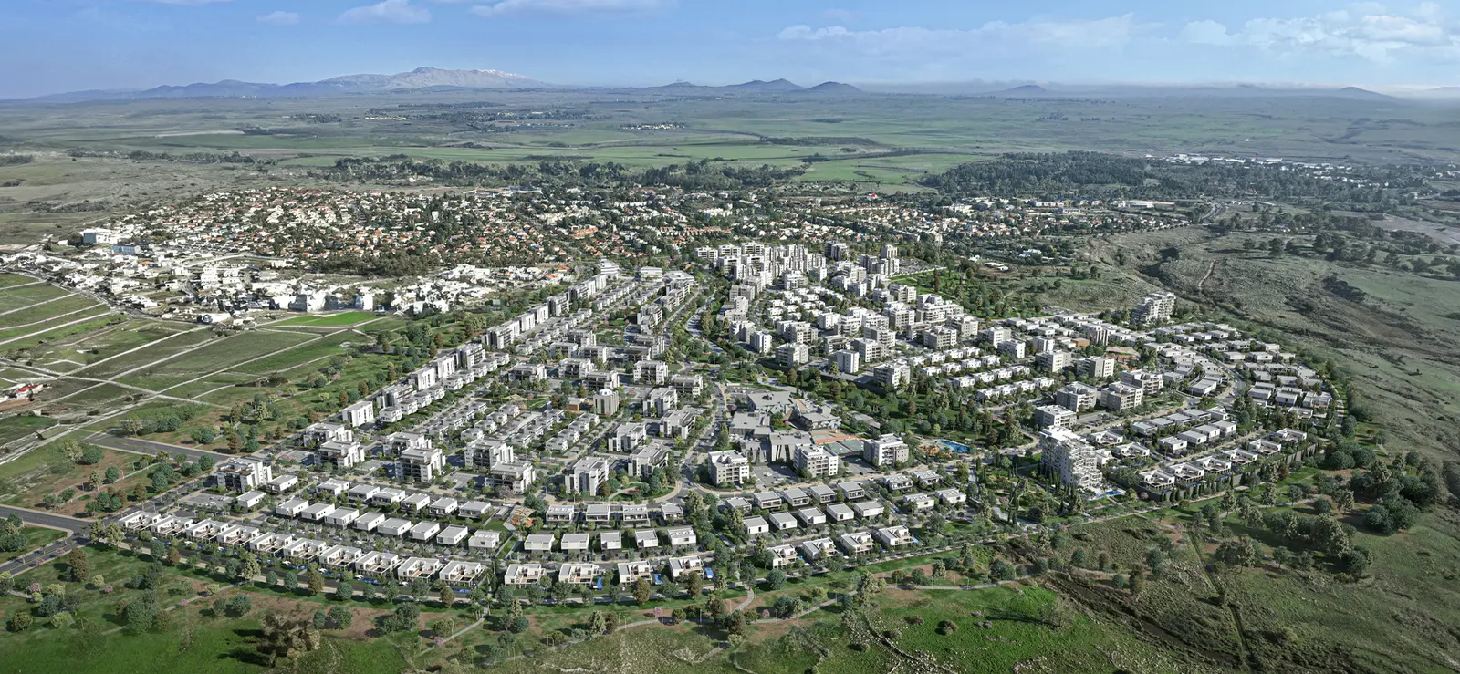 Render of the whole HaRama quarter in Katzrin seen from above